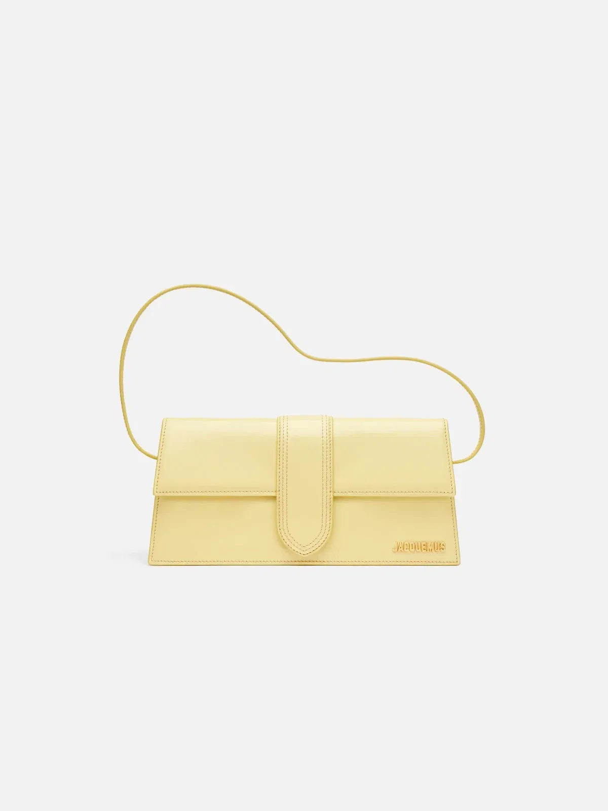 Jacquemus The Long Bambino Glazed Leather Structured Shoulder Bag Pale Yellow