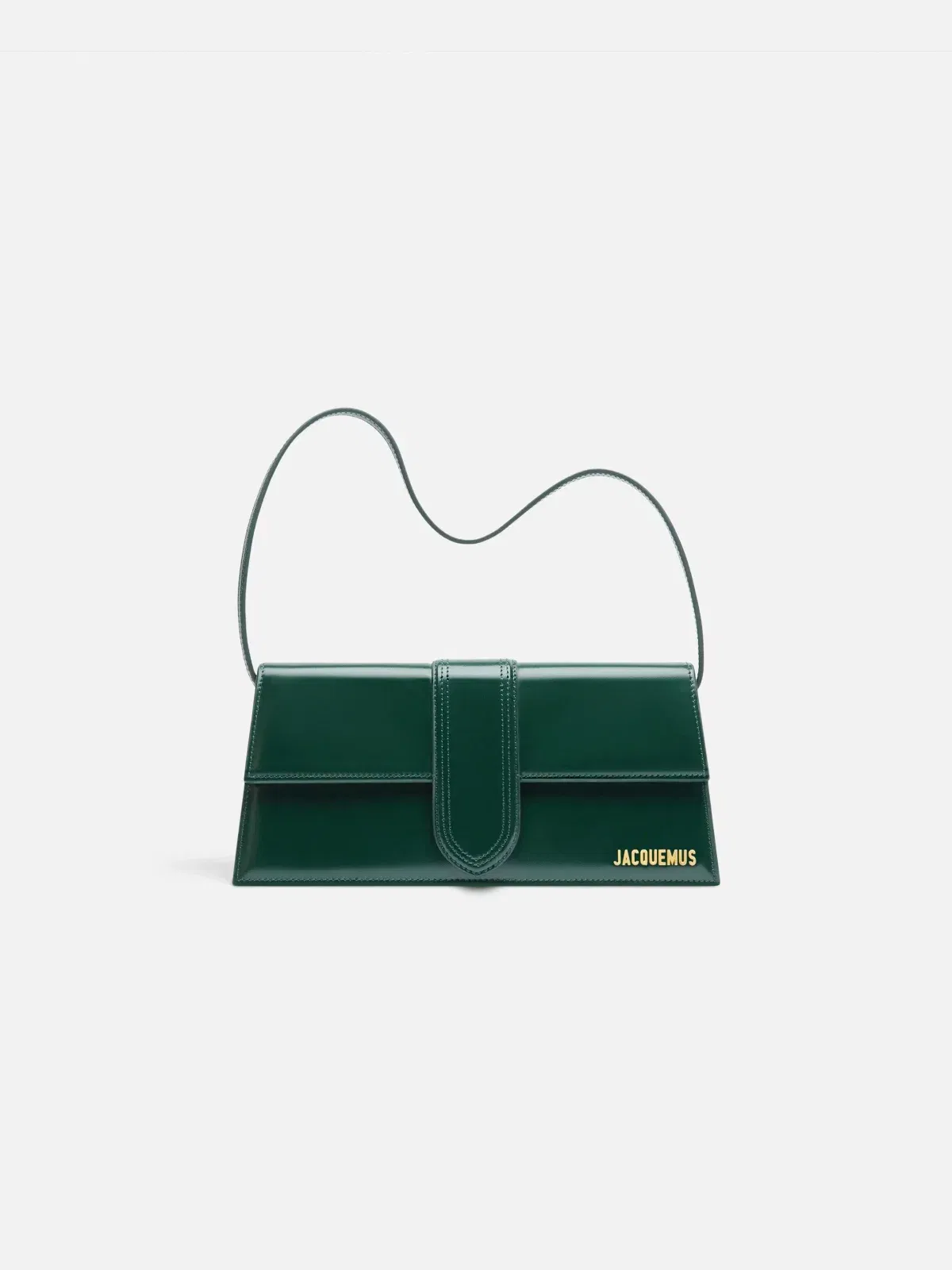 Jacquemus The Long Bambino Glazed Leather Structured Shoulder Bag Dark Green