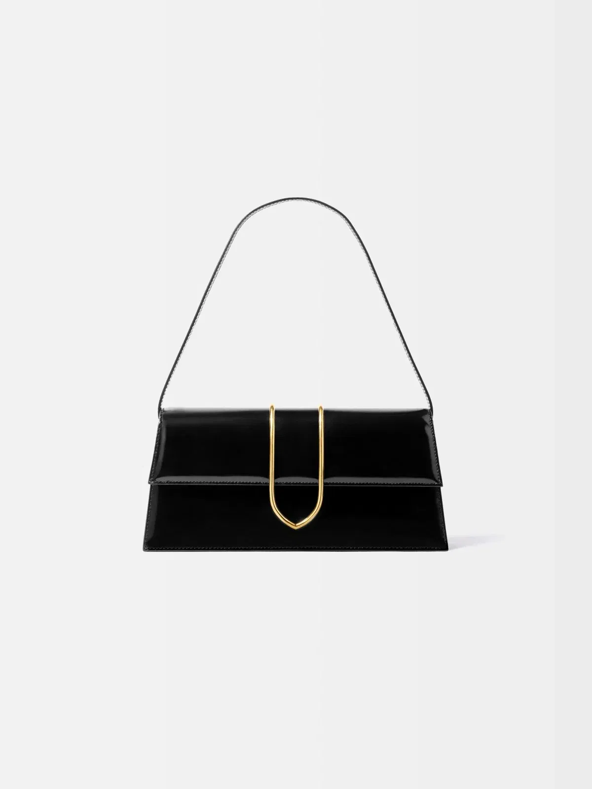 Jacquemus The Long Bambino Structured Shoulder Bag In Glazed Leather Black