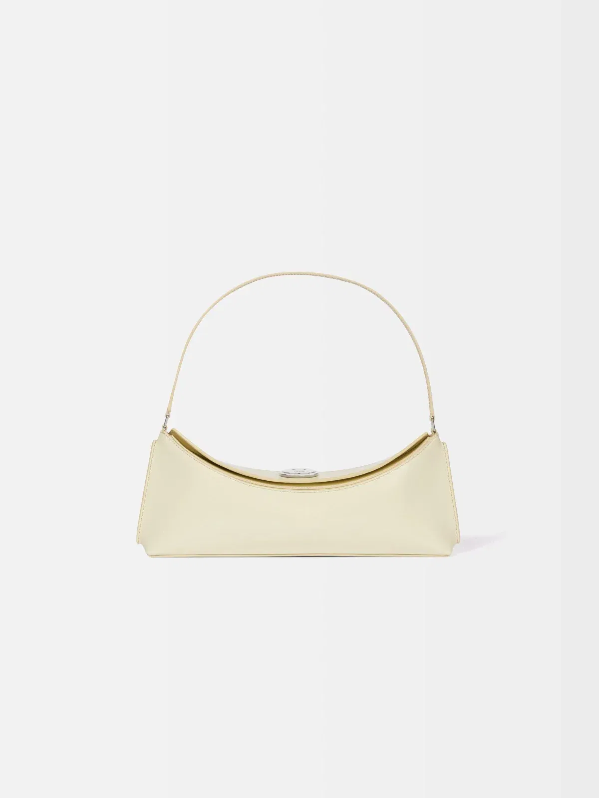 Jacquemus The Ovalo Clutch Shoulder Bag In Glazed Leather Dusty Yellow