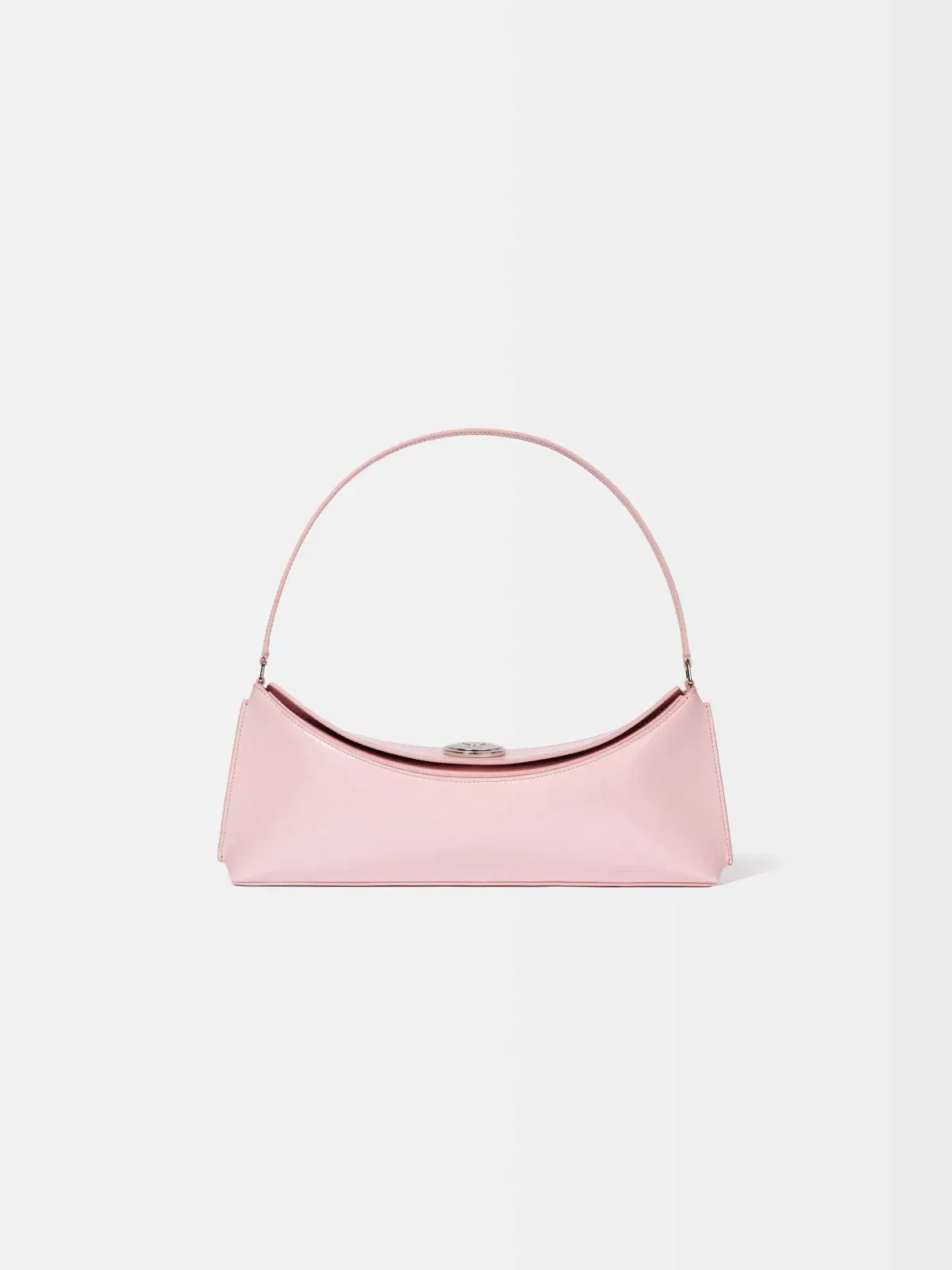 Jacquemus The Ovalo Clutch Shoulder Bag In Glazed Leather Pale Pink