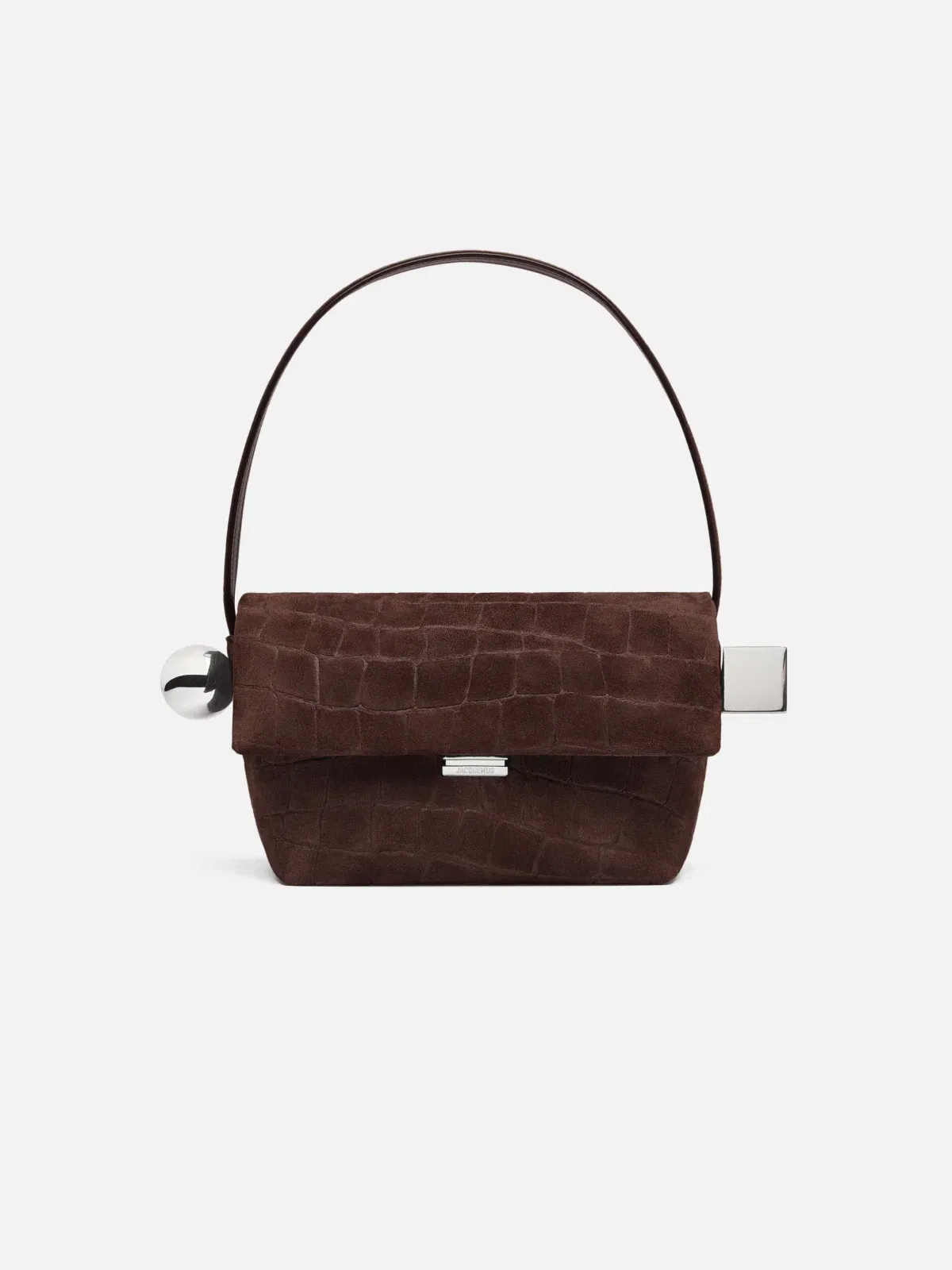 Jacquemus The Rond CarreShoulder Bag With Flap Dark Brown