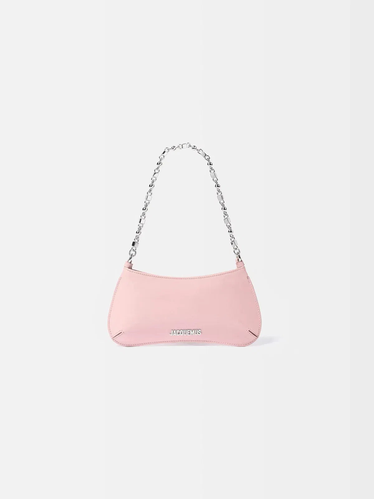 Jacquemus The Small Bisou Chaine Small Structured Bag In Glazed Leather Pale Pink