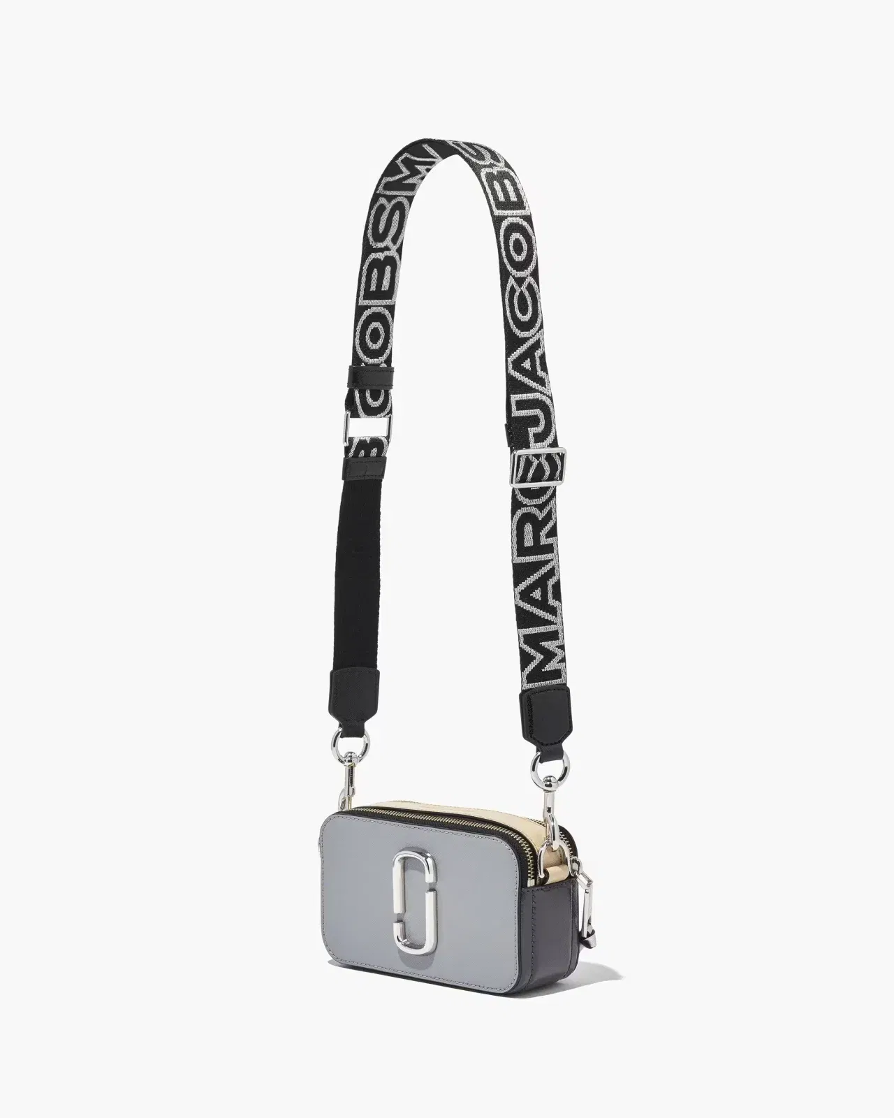 Marc Jacobs Marc Jacobs The Thin Outline Logo Webbing Strap Black/Silver Black/silver