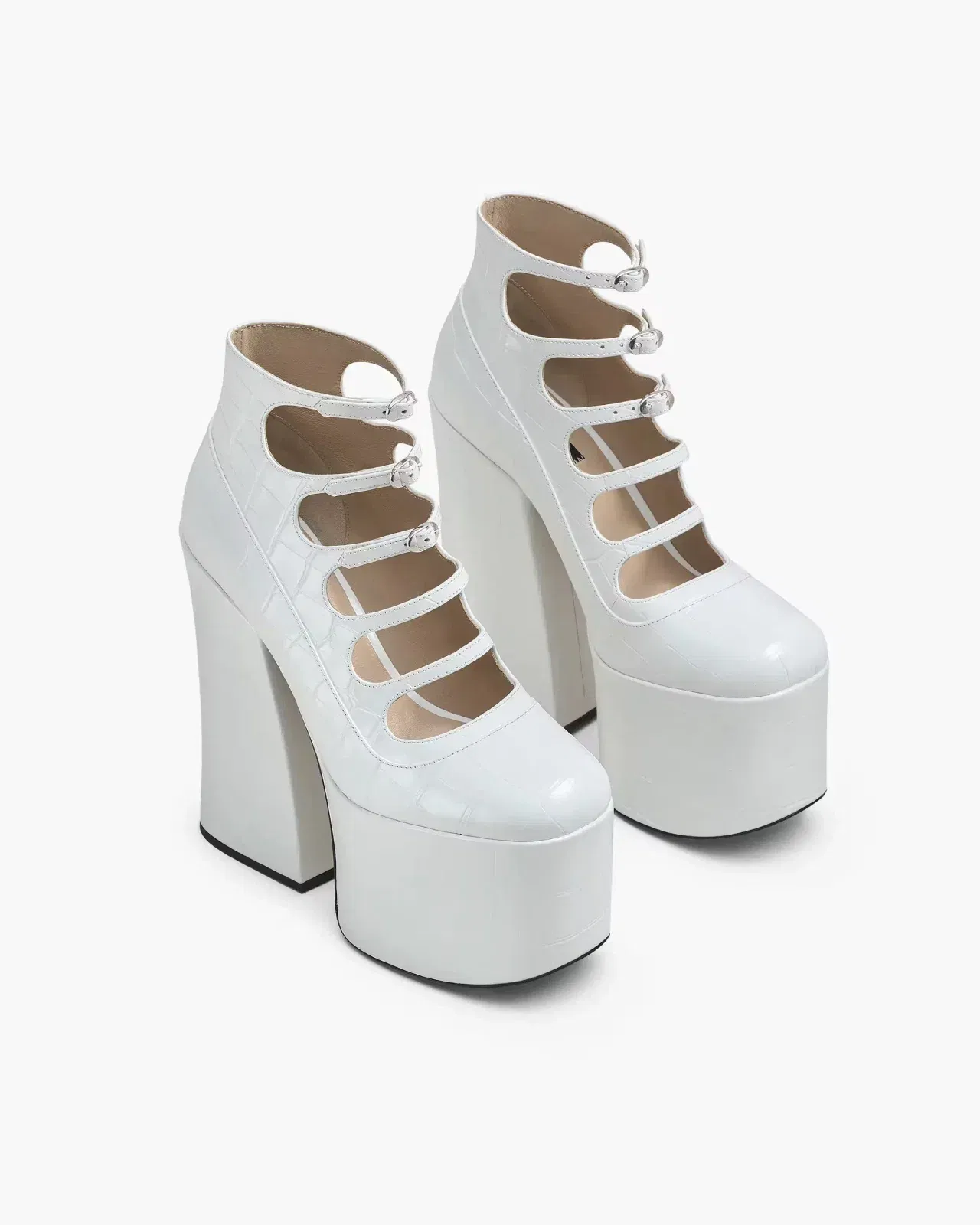 Marc Jacobs Marc Jacobs The Croc Embossed Kiki Ankle Boot Cotton White Cotton White