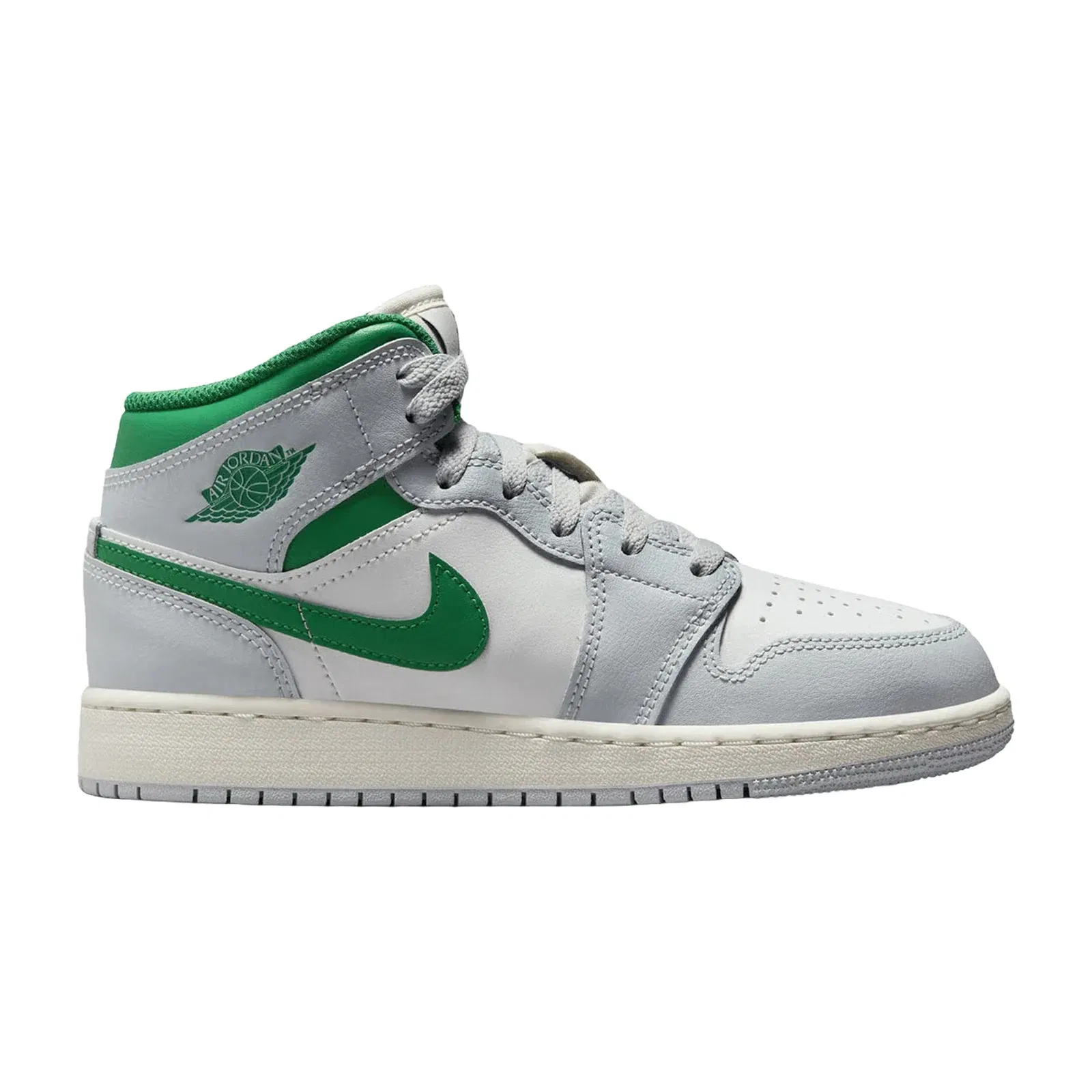 Jordan 1 Mid White Pure Platinum Pine Green (GS)