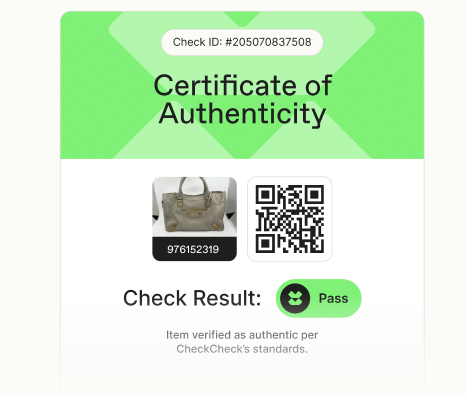CheckCheck certificate of authenticity with pass result