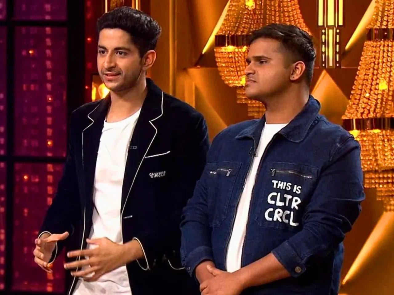 Culture Circle founders Devansh Jain and Ackshay Jain pitching on Shark Tank India