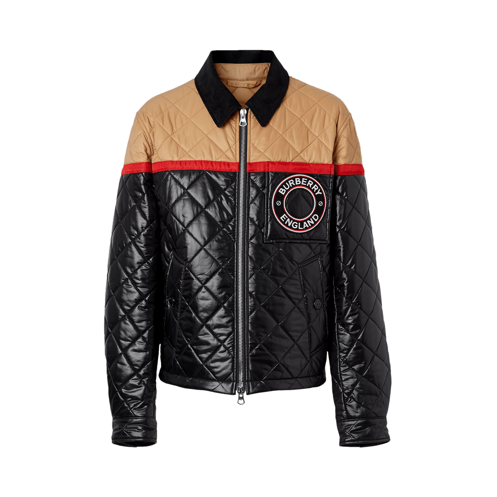 Burberry Colour Block Recycled Nylon Harrington Jacket Black