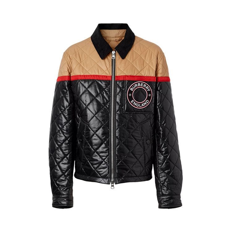 Burberry Colour Block Recycled Nylon Harrington Jacket Black
