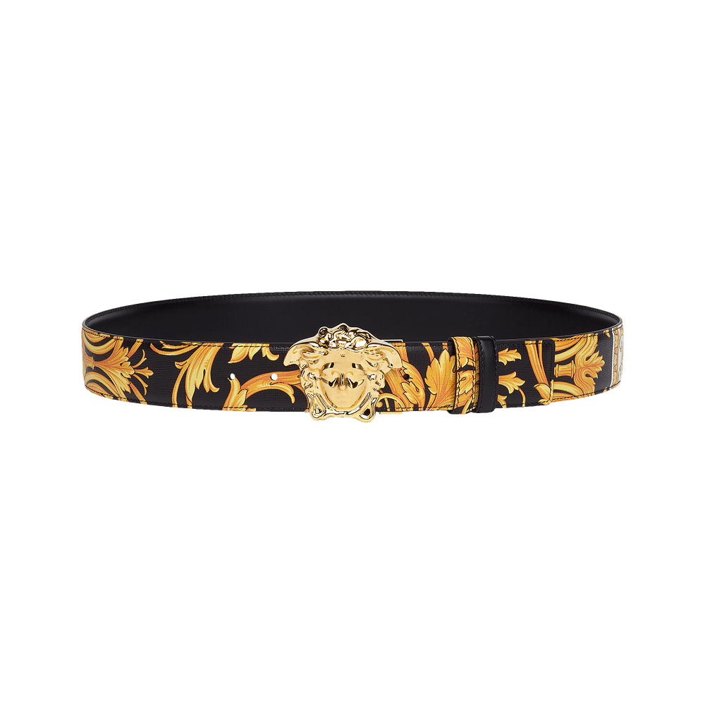 Versace La Medusa Le Pop Classique Print Belt Black Gold