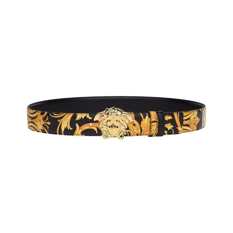 Versace La Medusa Le Pop Classique Print Belt Black Gold