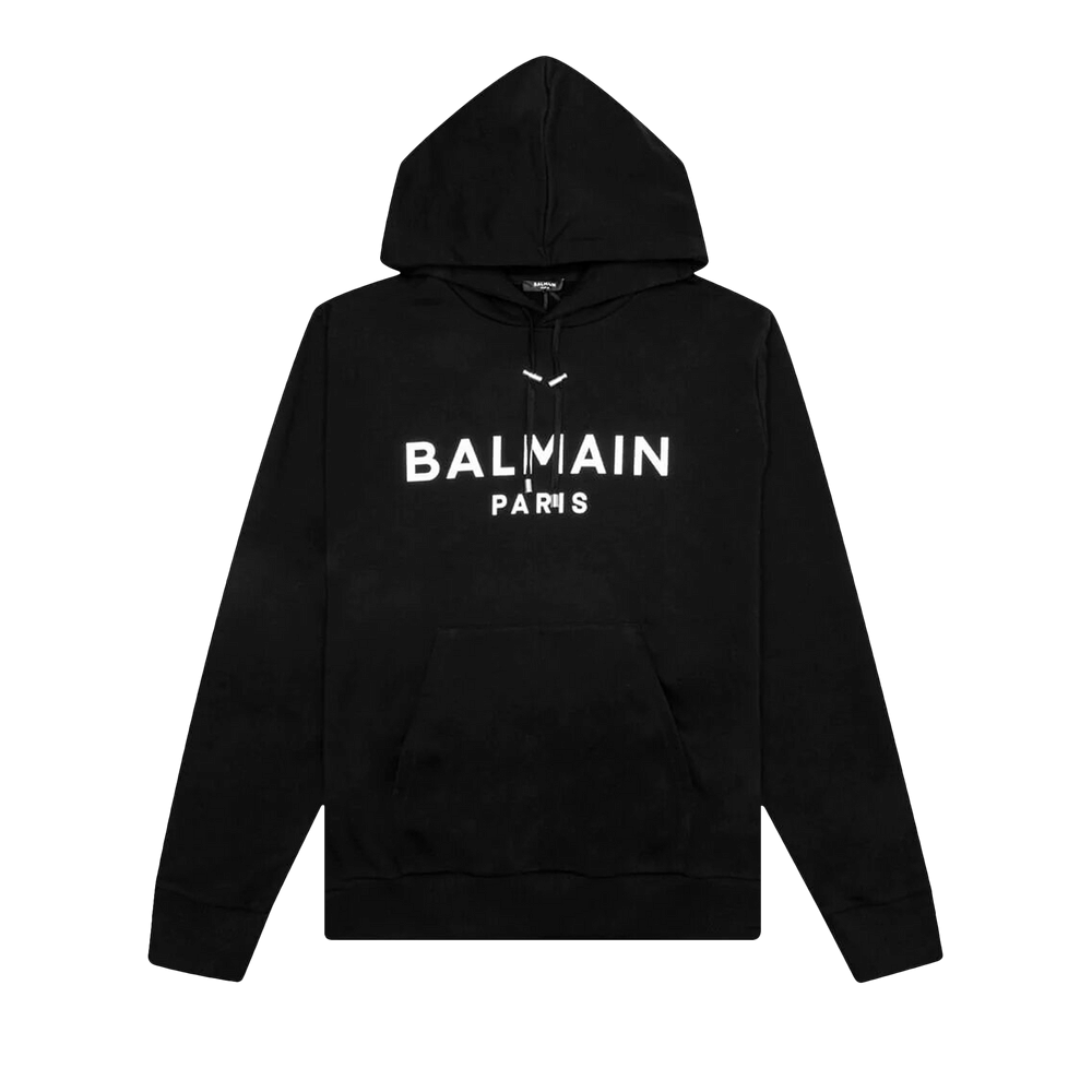 Balmain Printed Hoodie Black/White