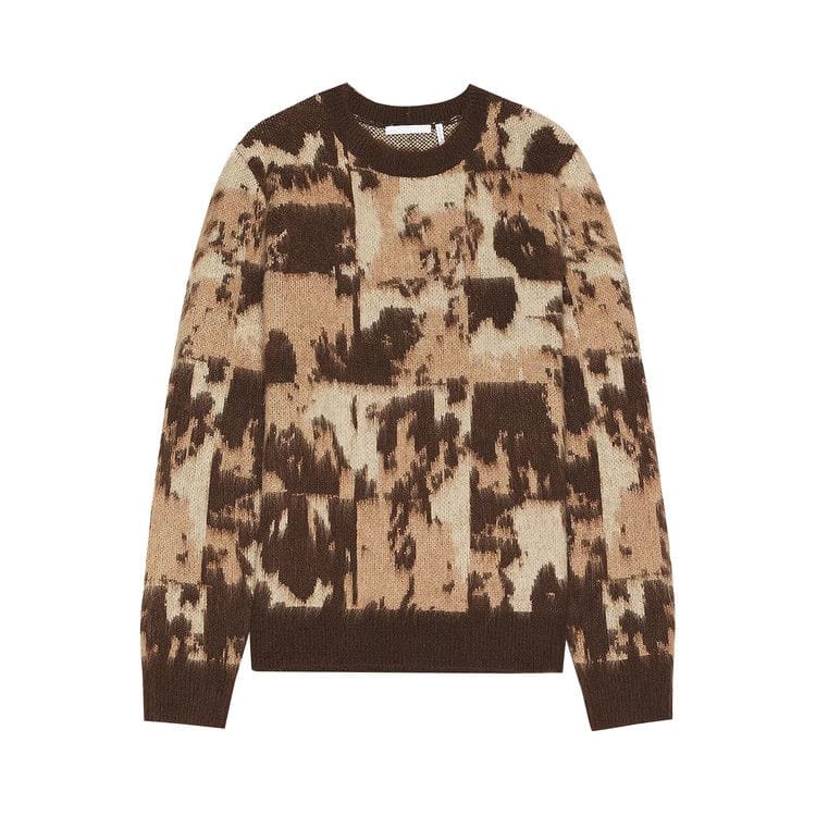 Helmut Lang Jacquard Crewneck Sweater Camel