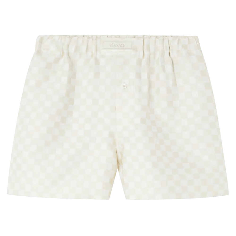 Versace Silk Blend Shorts Light Sand/White
