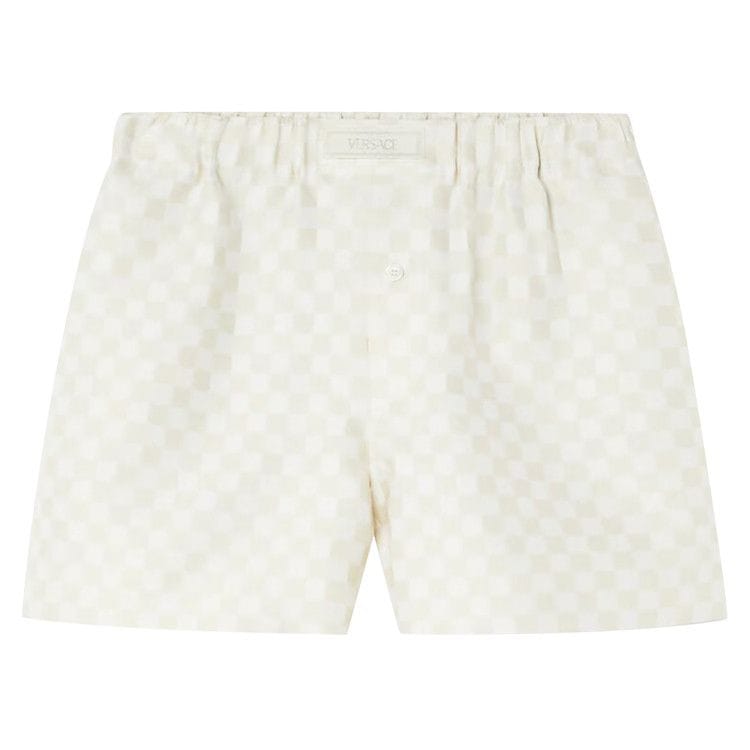 Versace Silk Blend Shorts Light Sand/White
