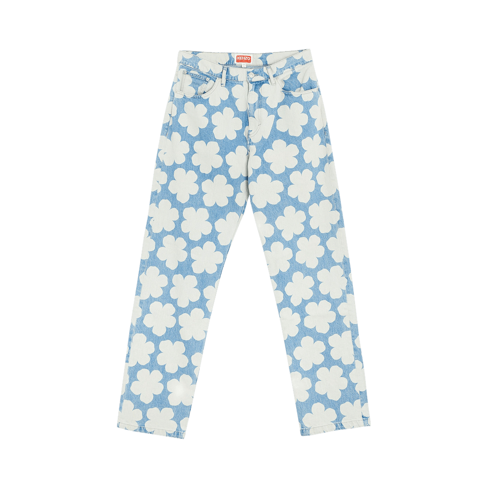 Kenzo Printed Loose Fit Jeans Sky Blue
