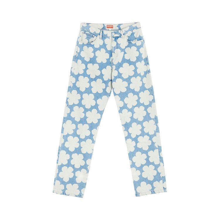 Kenzo Printed Loose Fit Jeans Sky Blue