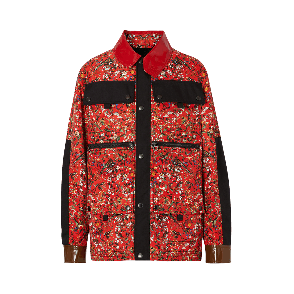 Burberry Northfleet Floral Print Nylon Field Jacket Red