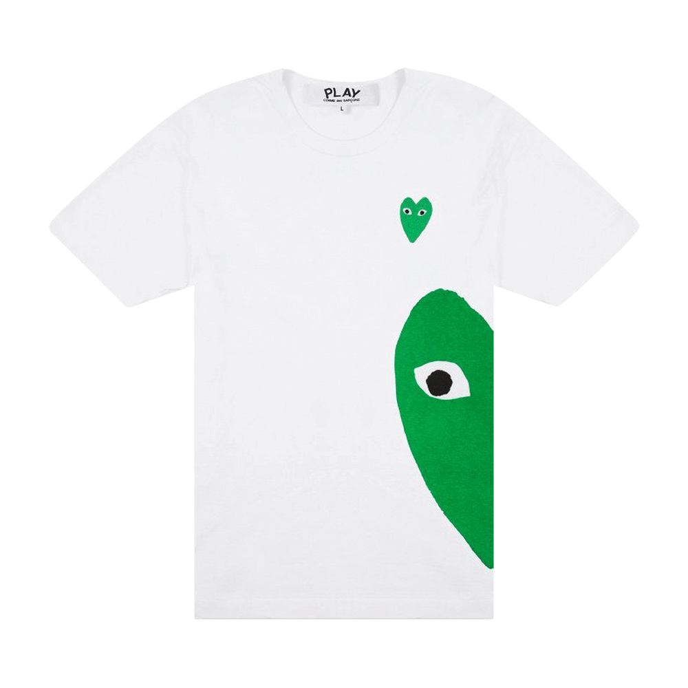 Comme Des Garcons Play Green Emblem Heart T-Shirt White