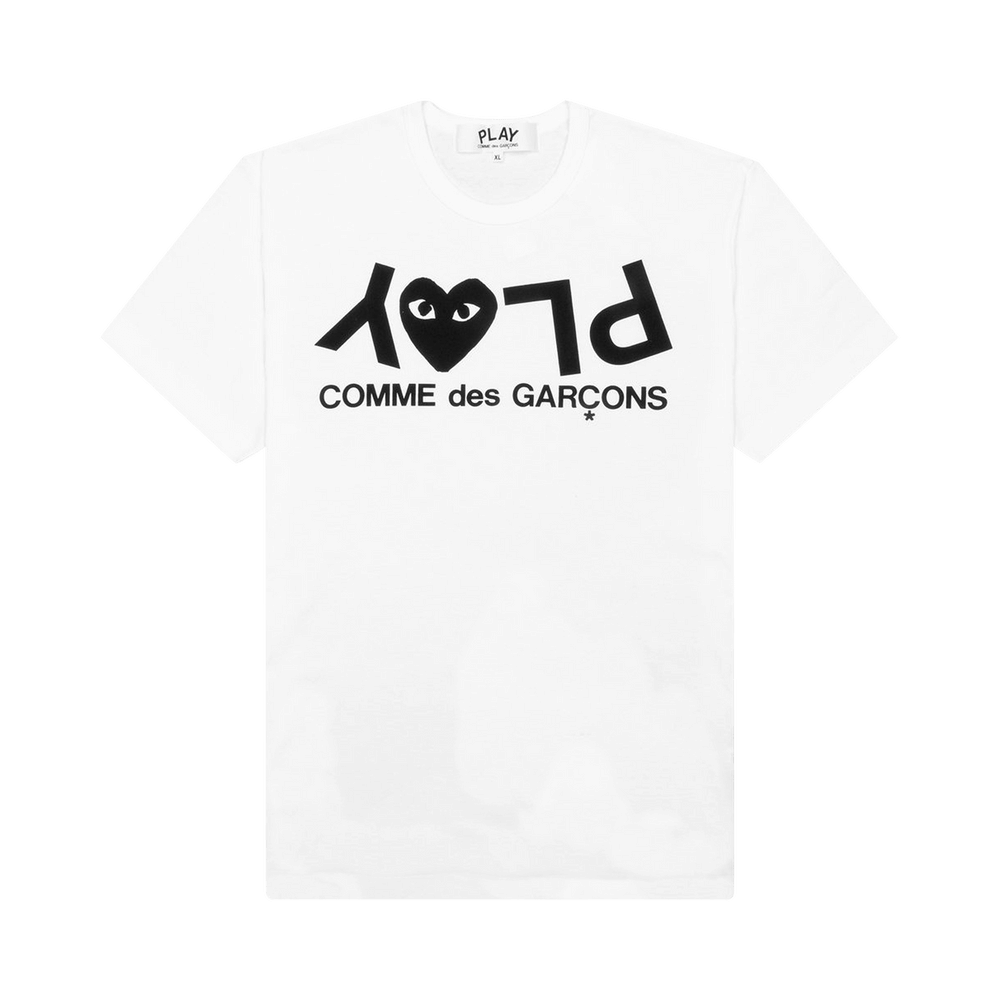 Comme Des Garcons Play Inverted Text T-Shirt White