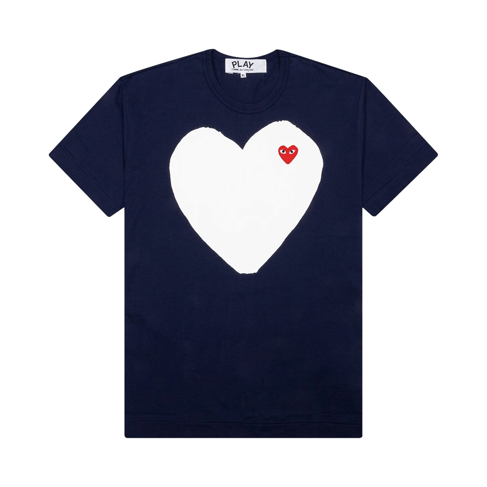 Comme Des Garcons Play White Heart T-Shirt Navy