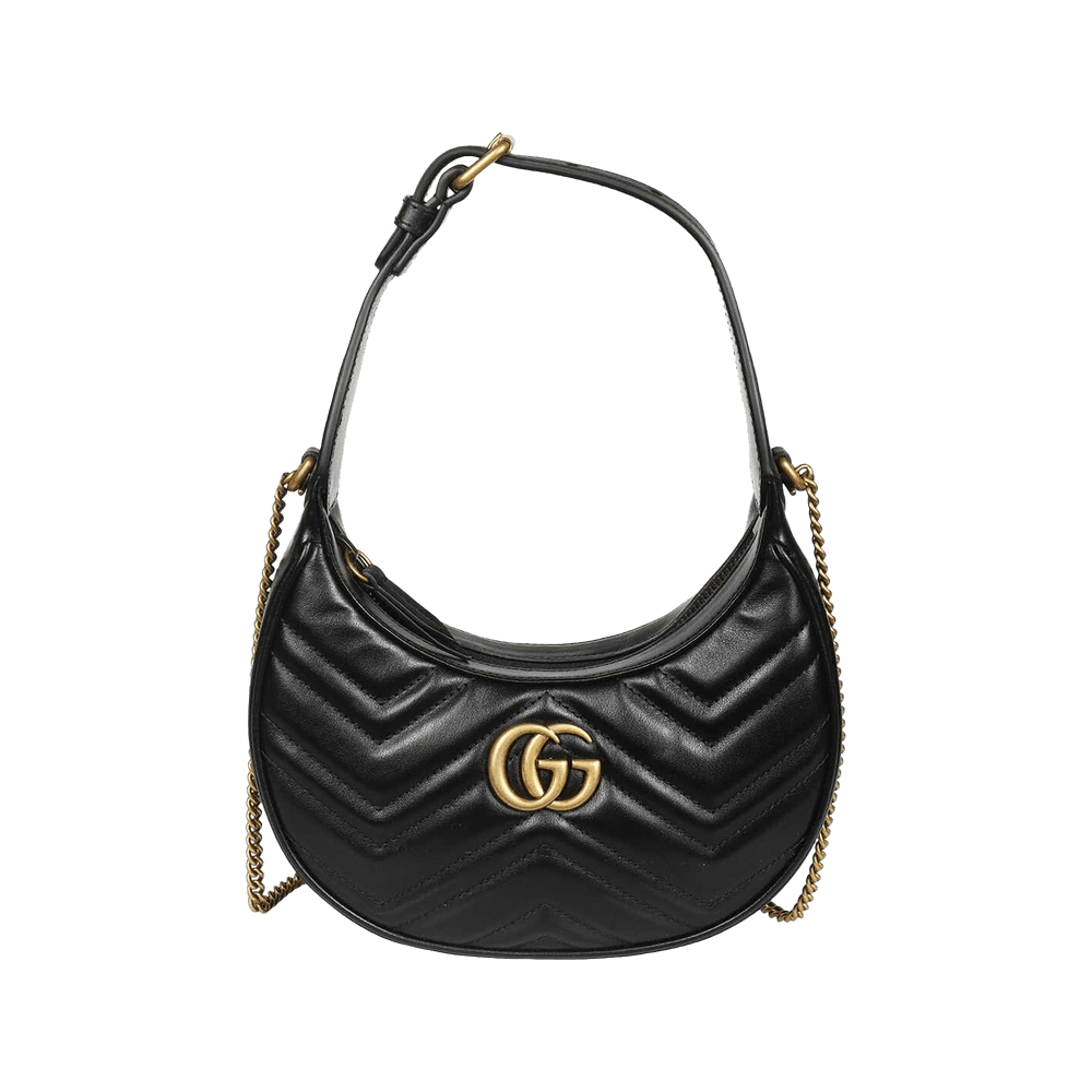 Gucci GG Marmont Half-Moon-Shaped Mini Bag Nero