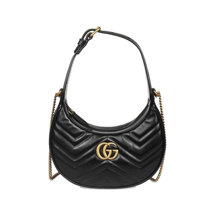 Gucci GG Marmont Half-Moon-Shaped Mini Bag Nero