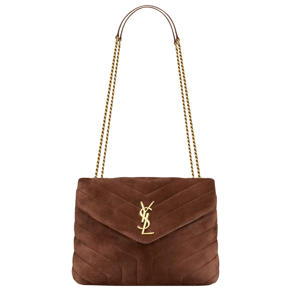 Saint Laurent Small Loulou Quilted Shoulder Bag Bark Brown