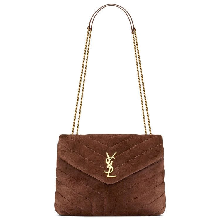Saint Laurent Small Loulou Quilted Shoulder Bag Bark Brown
