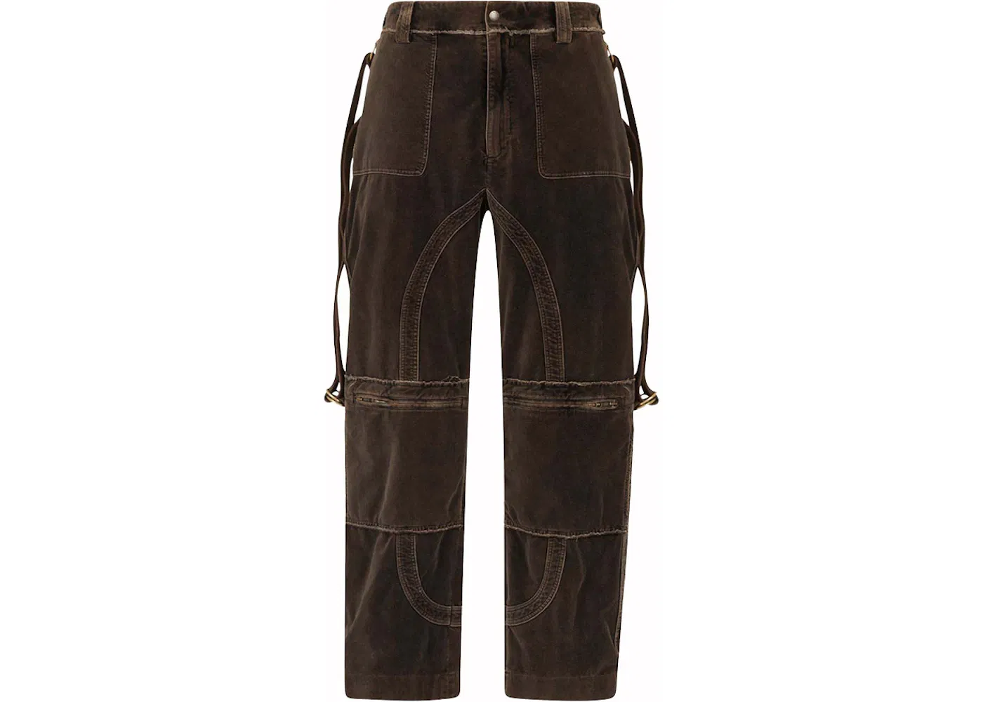 Dolce & Gabbana Velvet Cargo Trousers Brown