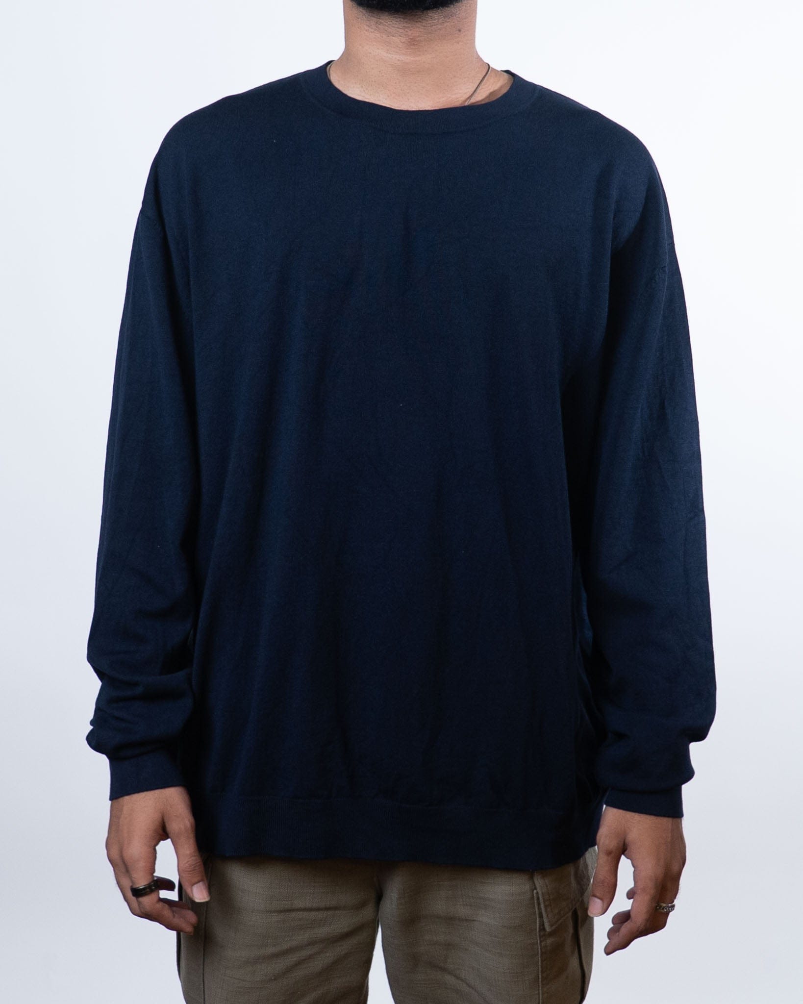Zara Basic Crewneck Long Sleeve Black T-Shirt (XL)