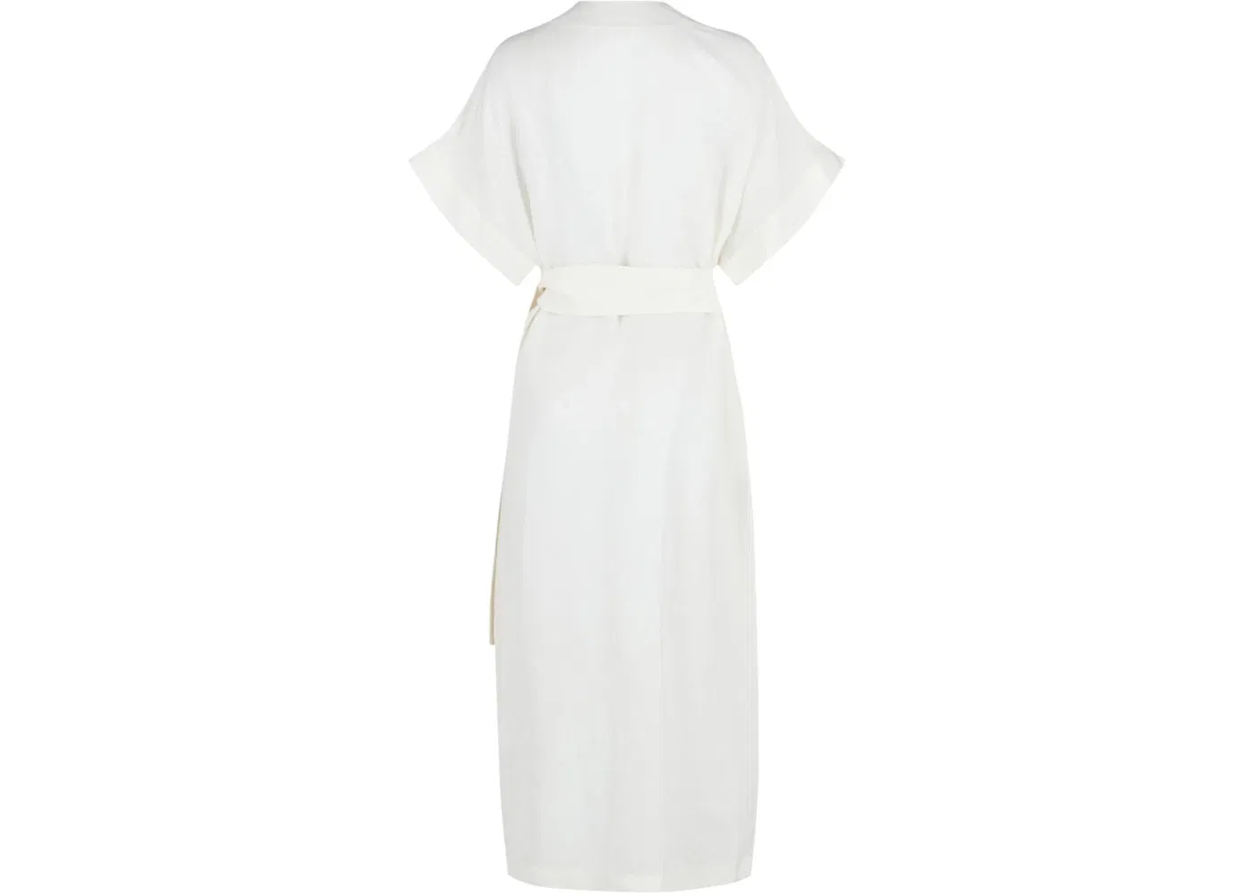 Ferragamo Shorts-Sleeve Belted Maxi Dress White