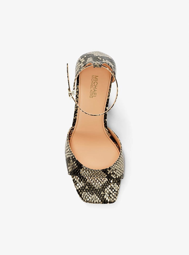 Michael Kors Amali Metallic Snake Embossed Sandal