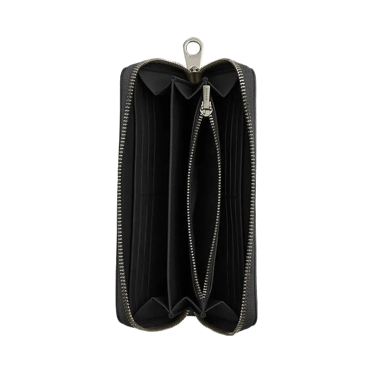 Coach Long Zip Around Wallet In Signature Canvas Signature Canvas-Gunmetal-Charcoal-Black