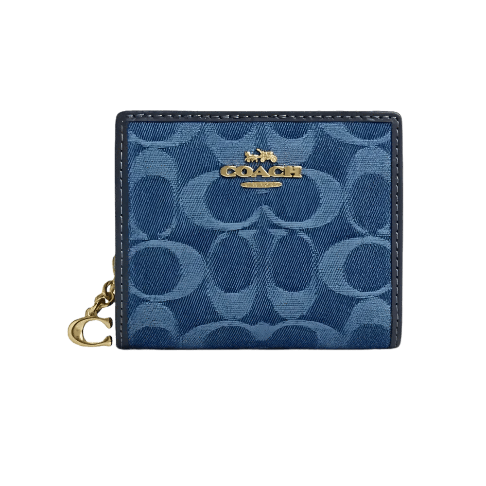 Coach Snap Wallet In Signature Denim Indigo