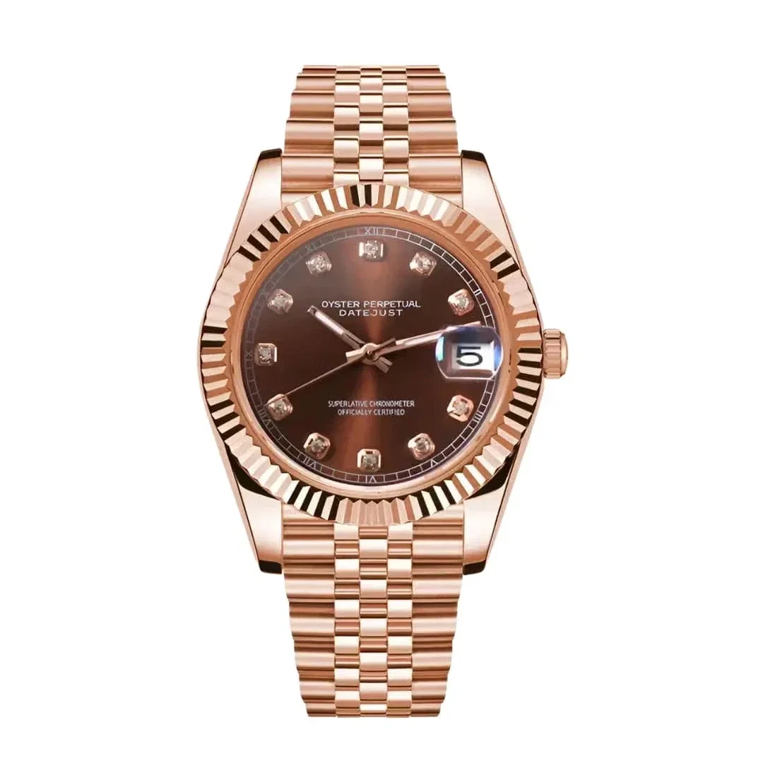 Seiko Mod Datejust Chocolate Crystals Rose Gold