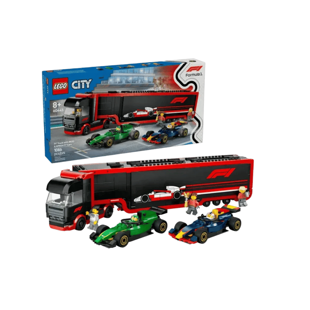 LEGO X F1 Truck with RB20 & AMR24 F1 Cars
