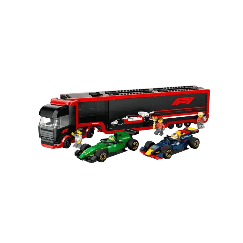 LEGO X F1 Truck with RB20 & AMR24 F1 Cars