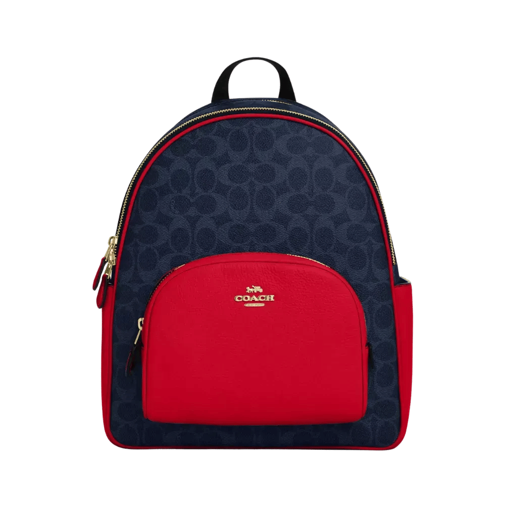 Coach Court Backpack In Signature Canvas Denim Red