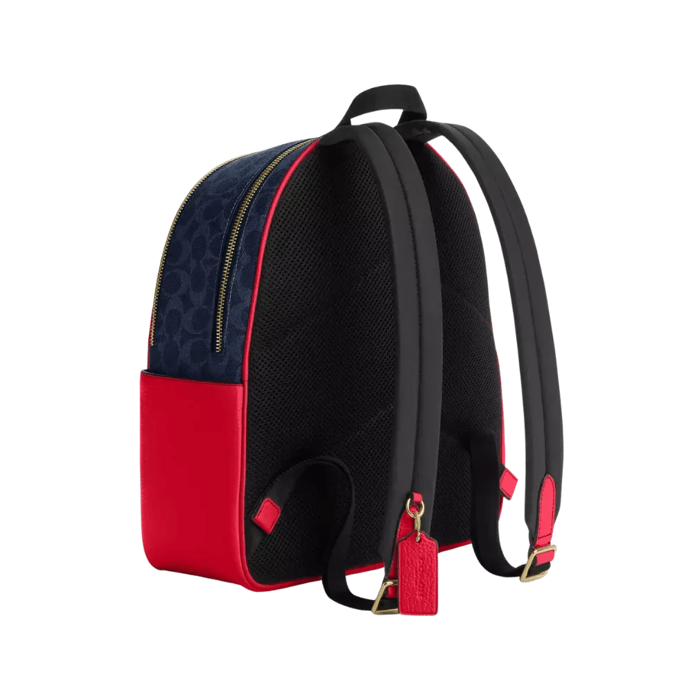 Coach Court Backpack In Signature Canvas Denim Red