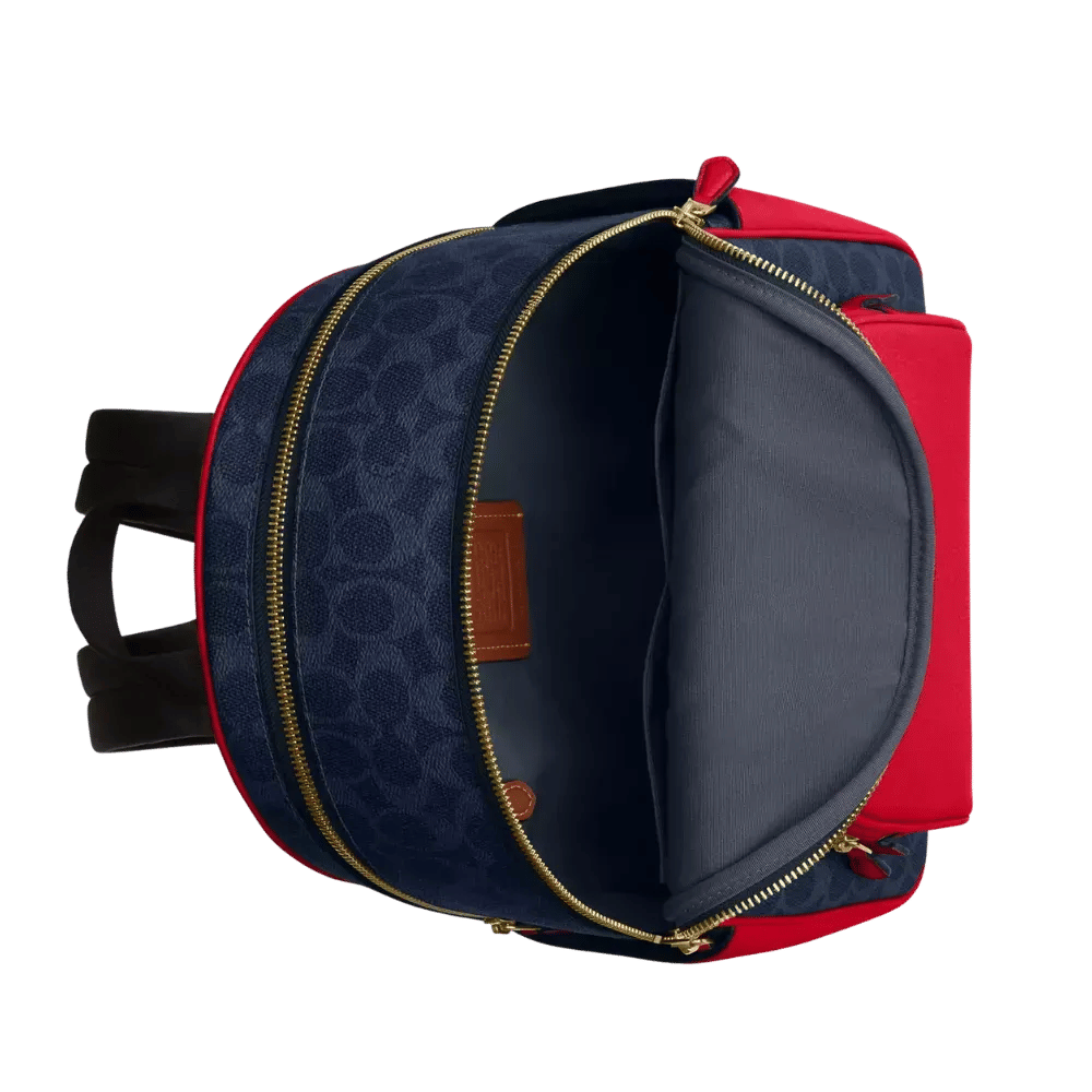 Coach Court Backpack In Signature Canvas Denim Red