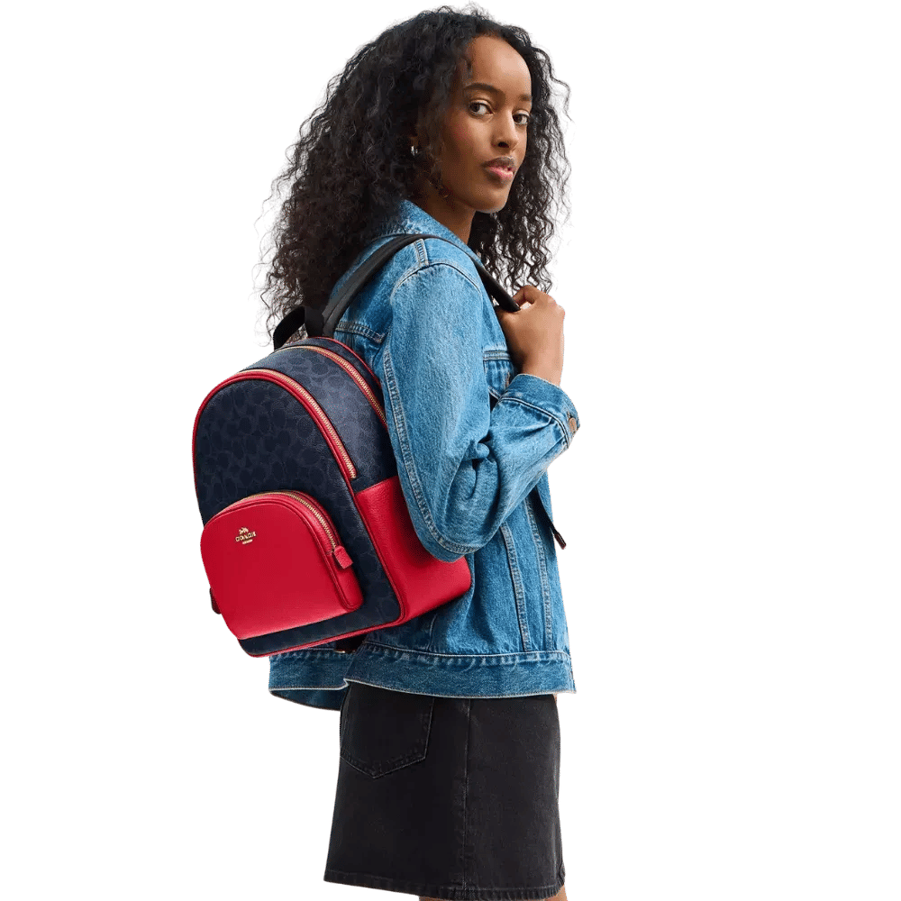 Coach Court Backpack In Signature Canvas Denim Red