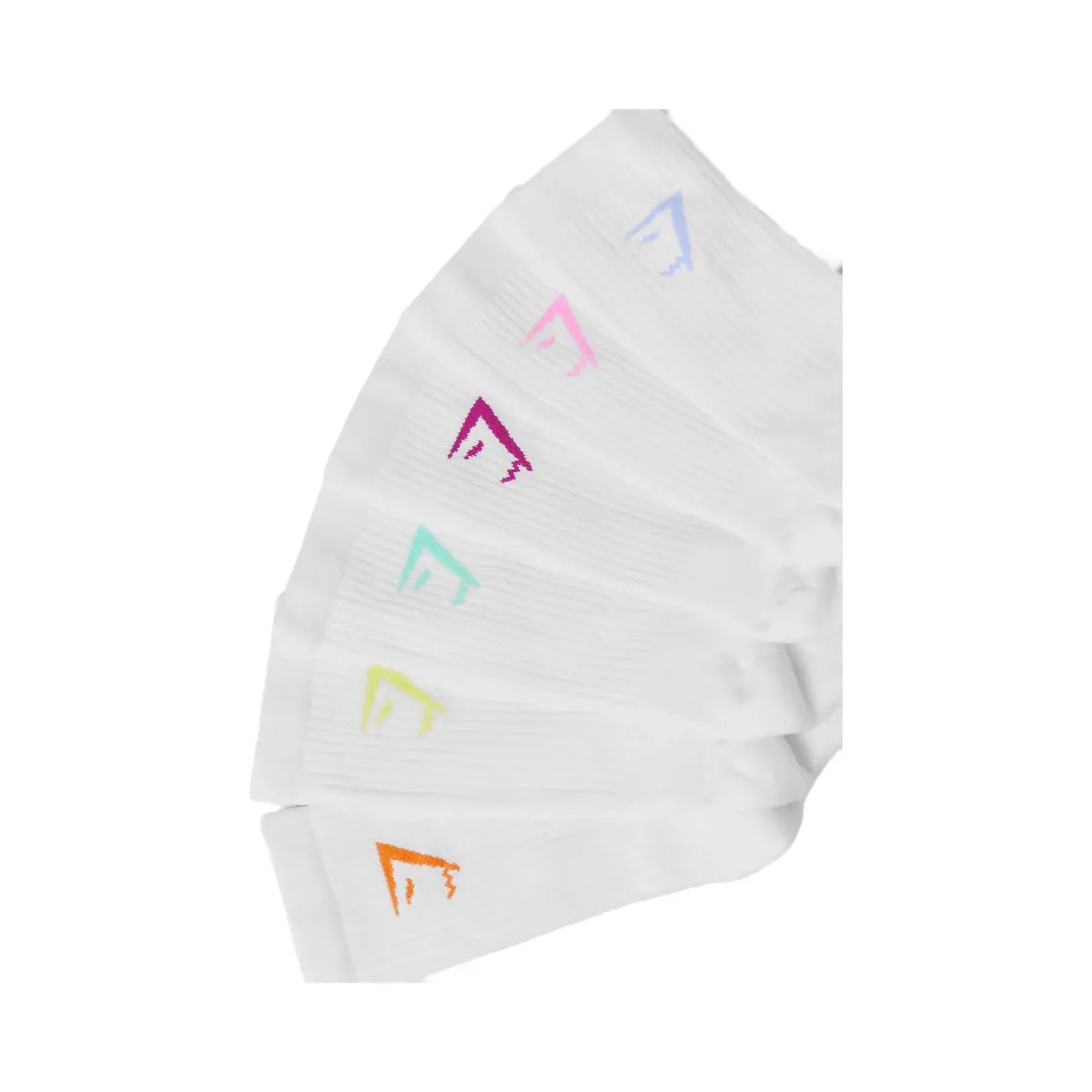 Gymshark Crew Socks 6pk "White Chilled Blue Focus Pink Super-Set Pink Pop Turquoise Sorbet Yellow Dayglow Peach"