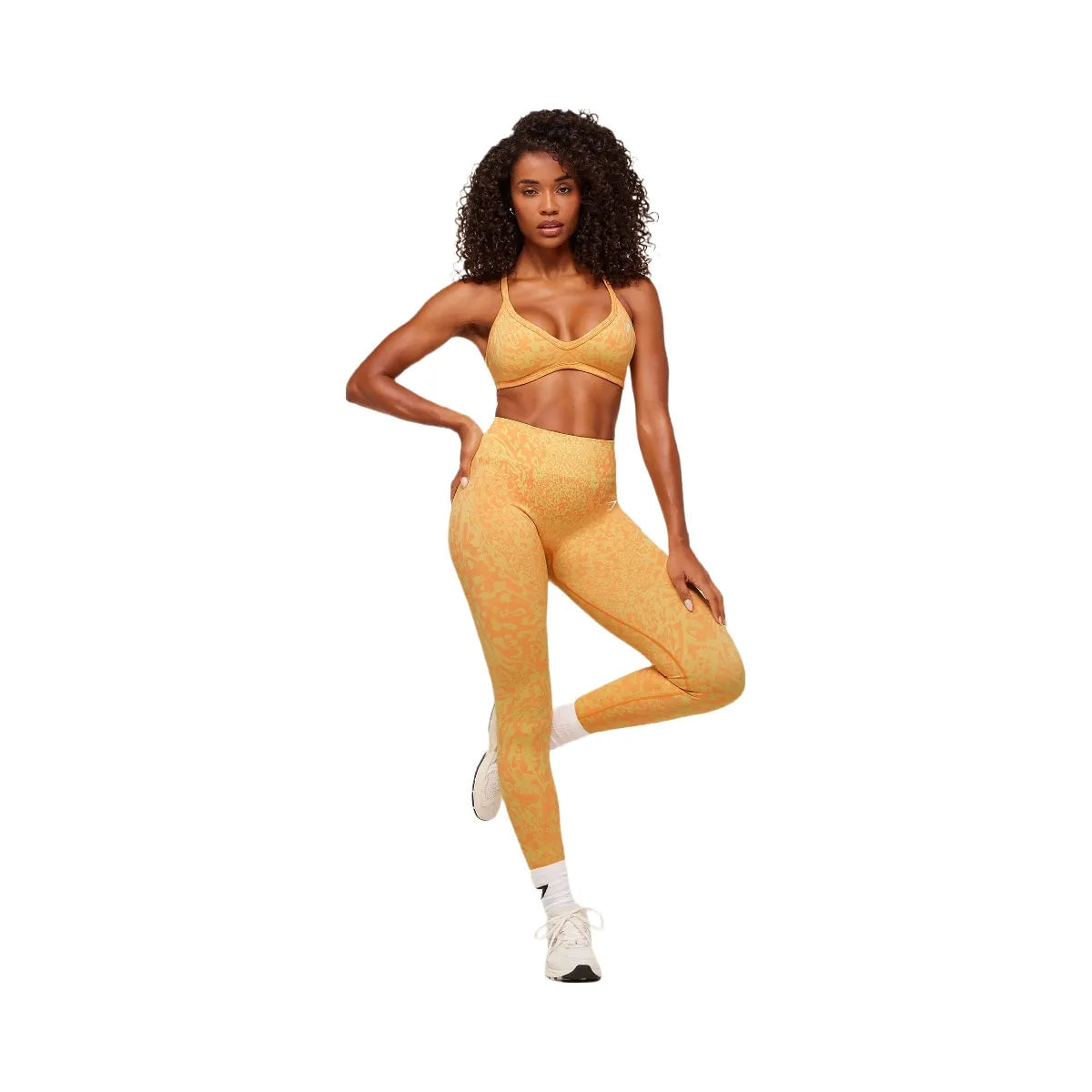 Gymshark Adapt Animal X Whitney Sports Bra "Sorbet Yellow Dayglow Peach"