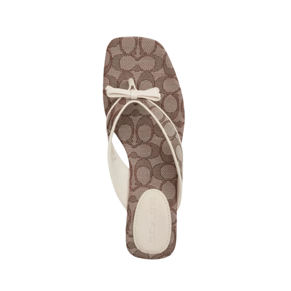 Coach Bow Thong Kitten In Signature Jacquard Chalk