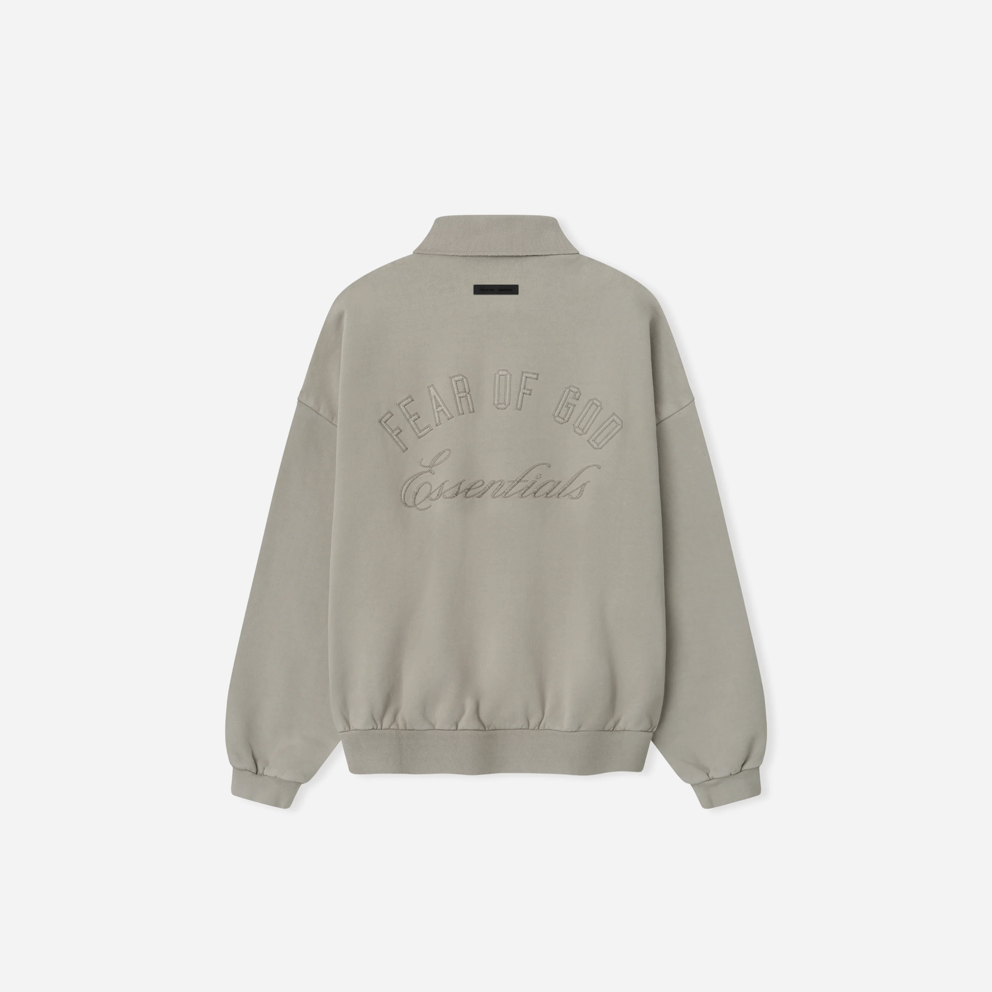 Fear Of God Essentials Embroidered Classic Polo Sweatshirt Smoke Grey