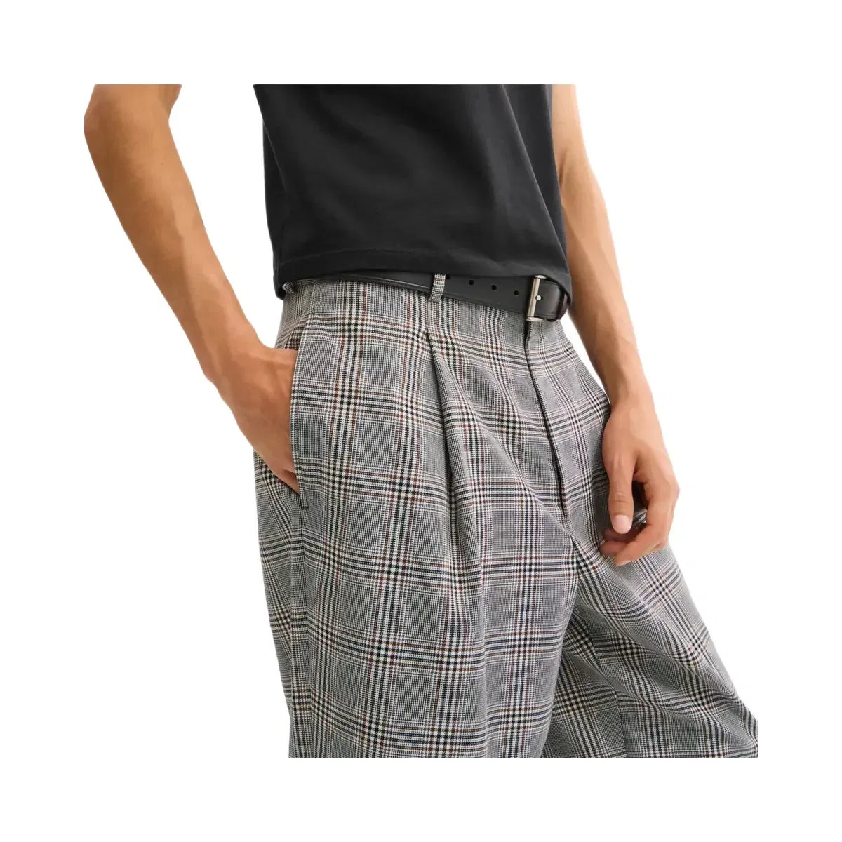 Coach Baggy Trousers in Grey Blue Plaid