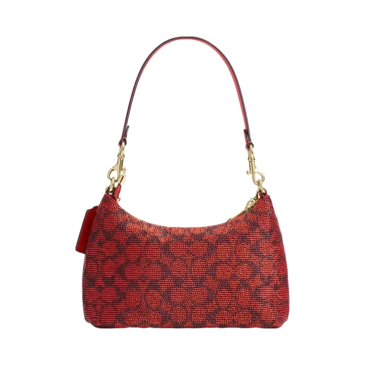 Coach Teri Shoulder Bag In Signature Beaded Satin in Gold Crimson
