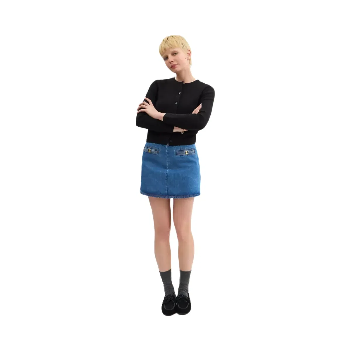 Coach Heritage C Denim Mini Skirt In Organic Cotton in Medium Blue